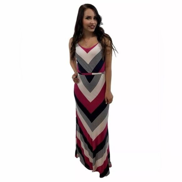 SALE Neiman Marcus Multicolored Striped Maxi Dress - Picture 2 of 16